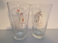 Vintage Mid Century Retro Football Player and Cheerleader Glasses