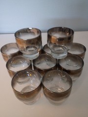 Vintage Silver Fade Punch Glasses Mid Century Roly Poly Dorothy Thorpe,set of 11