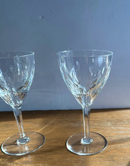 Val St Lambert Nestor Hamlet Crystal Water/Wine stems Goblet Glasses set 4 (8 av