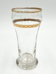 Libbey Gold Rim Pilsner Glasses – Set of 4, Clear Glass with Geometric Band