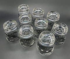 Rare 32 Piece Set Vintage Federal Glass Floral Etched Barware Service for 8