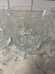 Set Of 4 Arcoroc Lancer On The Rocks Glass Clear Vertical Cut Whiskey Tumblers