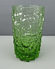 Vintage Selezione IVV Italian Crystal Glacier Ice Bark Glass Tumbler Lime Green