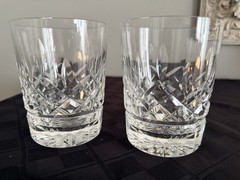 Waterford Crystal Lismore Double Old Fashioned Glasses Whiskey 4 3/8 12 Oz Set 2