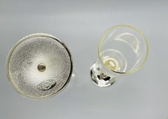 Lenox Wedding Champagne Flutes Pair Silver Stems with Ring and Rhinestones