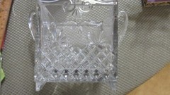 Vintage Cut Crystal Footed Cracker Biscuit Jar w Lid Waterford?