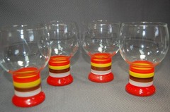 Vintage Rainbow Federal Glass 4PC Water Goblets