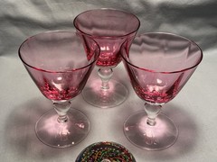 Vintage Rare Poschinger -3 Cranberry Cordial Glasses 4” Made In Germany T361
