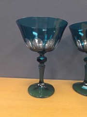Set Of 4 Acqua Rialto Coupe Glasses By Sir Madam Millicent/ Teal Elegant Barware