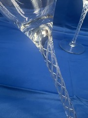 Two Wine Or Champagne Glasses 9 1/4” Tall Air Twist Stems Pair