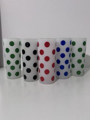 5 Lots of Dots Frosted Glass Tumblers Tom Collins Zombies Green Blue Black Red