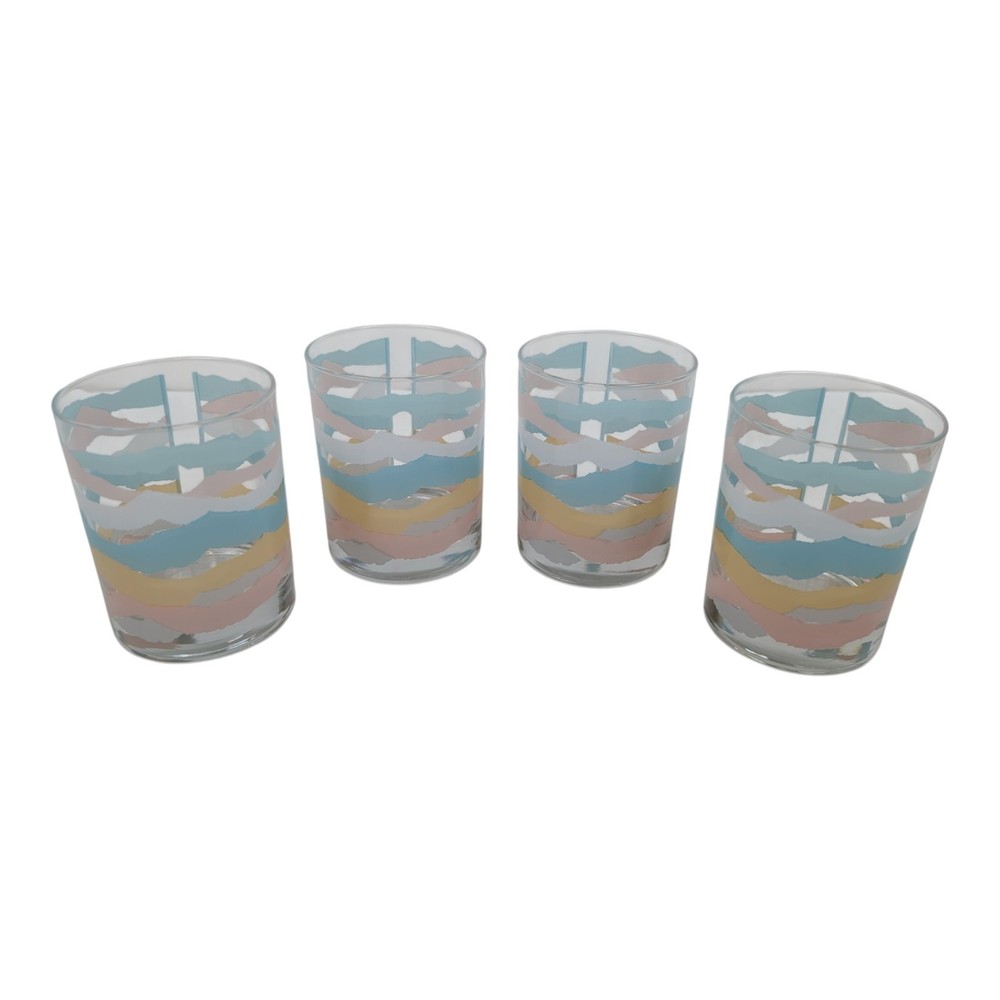 Vintage Culver 14oz Tumblers Set of 4 Retro MCM Pastel Barware Lowball Glasses