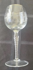 Vintage Etched Twisted Stem Silver Rim Liqueur Wine Glasses (set of 6)