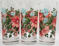 Pioneer Woman Vintage Floral Tumblers Drinking Glasses Ice Tea 16 Fl Oz Set of 3