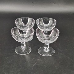 4 Vintage Wheat Etched Crystal Clear Stemmed Wine Glasses Frosted Etching