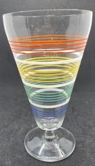 Vintage Anchor Hocking Lancaster Ring Ding Circus Stripe Footed Goblet No Chips