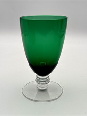 Emerald Green Cocktail Glasses 4 oz. W/Clear Stem & Base 4 3/8” Tall, Set of 4
