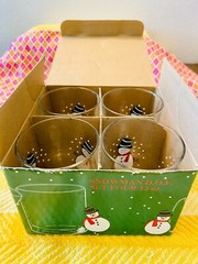 Vintage Pasabahce : 4 Christmas Snowman Lowball Tumblers : Boxed