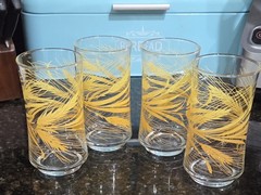 Vintage 1960’s Libbey Golden Harvest Wheat Set Of 4 Glasses Tumblers Retro 1970s