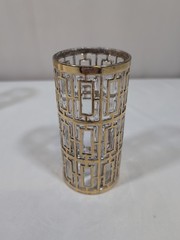 Vintage Shoji “Trellis” Gold Highball Glasses – Set of 4 – MCM Barware