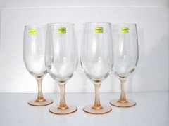 Cristal D’Arques LUMINARC ‘Rose’ Pink Stem Iced Tea 8.25″ Glasses 16 oz NIB