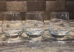3 ETCHED GEORGE & J.G. SMITH SCOTCH WHISKEY TASTING GLASS 3 7/8”T LOOK UNUSED