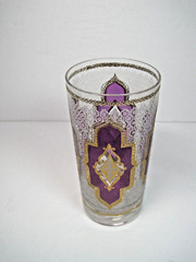 Culver Mid Century Vintage 60s Roly Poly Ornate Moroccan Glass 5.5″ H