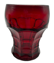 Vintage Set Of 4 Viking Ruby Red Georgian Honeycomb Flat Tumbler 4″ Tall
