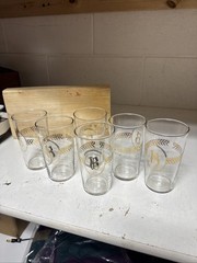 VTG Libbey Gold Laurel Leaf Monogrammed B Glasses Set of 6 MCM One Broke (5)