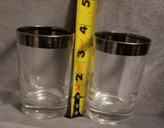 Vintage 1960’s Dorothy Thorpe MCM Set of 8 Silver Rim Etched Glass Tumblers 4 oz