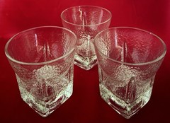 Vintage Libbey St. Regis Textured Rocks Glasses Set of 3 Mid Century Barware