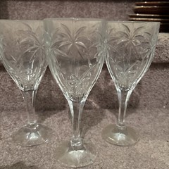 SHANNON GODINGER PALM SOUTH BEACH 3 WINE/WATER GOBLET CRYSTAL 8”