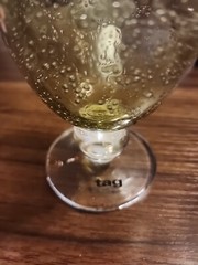 TAG Ltd Wheat Yellow Bubble Glass Hand Blown Water Goblets 10 oz 6” EUC