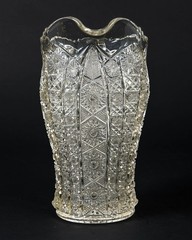 EAPG Clear Pressed Glass Water Pitcher Hobstar & Daisy Pattern Applied Handle