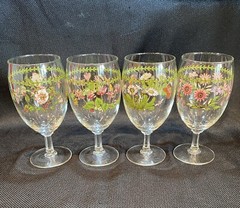 (4) PORTMEIRION Botanic Garden 18oz. 7” Tall Water Goblets Wine Glasses