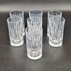 7 Cristal D’Arques Durand Classic Highball Glasses Set 5.75″ Clear Vertical Cut