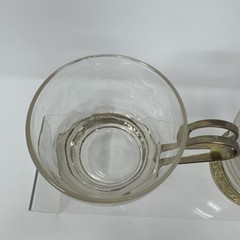 Vintage MCM Libbey Gold Greek Key Continental Glass Coffee Cups Mugs – Set of 2