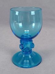 Mid 19th Century British Hand Blown Blue Threaded Glass Roemer Circa 1840s C