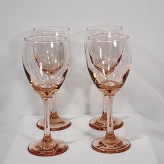 4 Libbey Classic Pink Blush Wine Glasses 7-3/4″ Tall Red Wine or Water