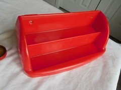 10 Griffith Milk Glass SPICE JARS RED Plastic Art Deco Rack labels 9 insert Vtg