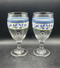 Orleans by Pfaltzgraff Discontinued Set of 2 Ice Tea Glasses Blue Vintage