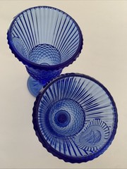 Avon Fostoria Martha And George Washington Blue Glass Goblets Set Of 2