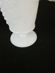 VINTAGE MILK GLASS SHORT STEMMED GLASSES/GOBLETS GRAPE DESIGN SET OF 2