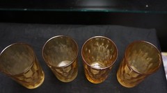 LOT OF 4 -4″ TALL CARNIVAL GLASS DIMPLE TUMBLER/GLASS