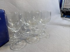 Vintage Bohemia Crystal Set Of 6 Cordial 2.5 Oz Liquor Glasses, Claudia w/ Box