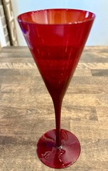 Vintage Ruby Red Art Glass Wine Goblet Long Stem 8.5” 7 oz Replacement 7 Avail