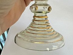 PAIR Vintage BOHEMIAN Glass ROEMER STYLE Hock Wine Glass 7 5/8″ Tall Gilt Design