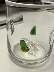 Anthropologie Avocado Pattern Tumbler Glass Clear With White Rim