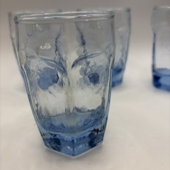 Libbey Chivalry Light Blue Juice Glasses Faceted 3.75″ Vintage Set of 4