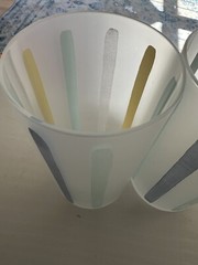 Set Of 2 Nieman Marcus Pastel Stripes Frosted Tumbler Glasses MCM Rare